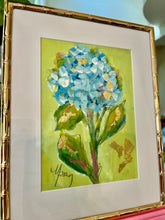 Load image into Gallery viewer, “Blue hydrangea on green”
